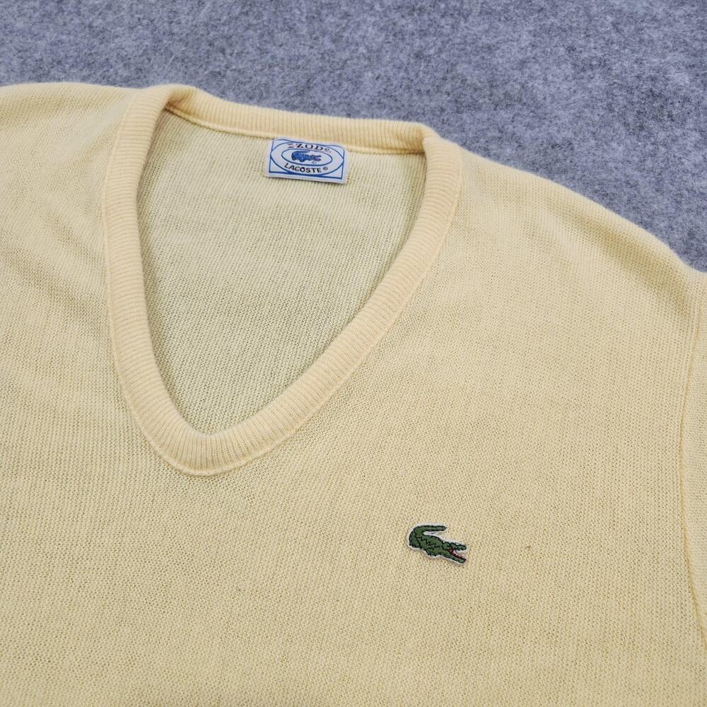 Vintage IZOD Lacoste Sweater Mens Large V Neck Pullover Crocodile 80s Knit USA - Picture 5 of 11
